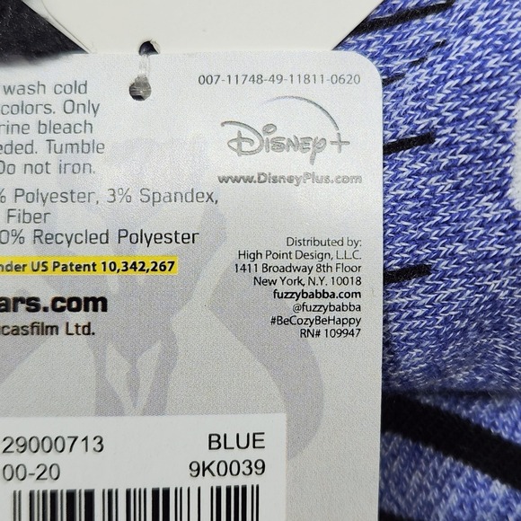 Star Wars Mandalorian Grogu Fuzzy Babba Slipper Socks Womens 9-11 Blue NEW - Picture 11 of 12